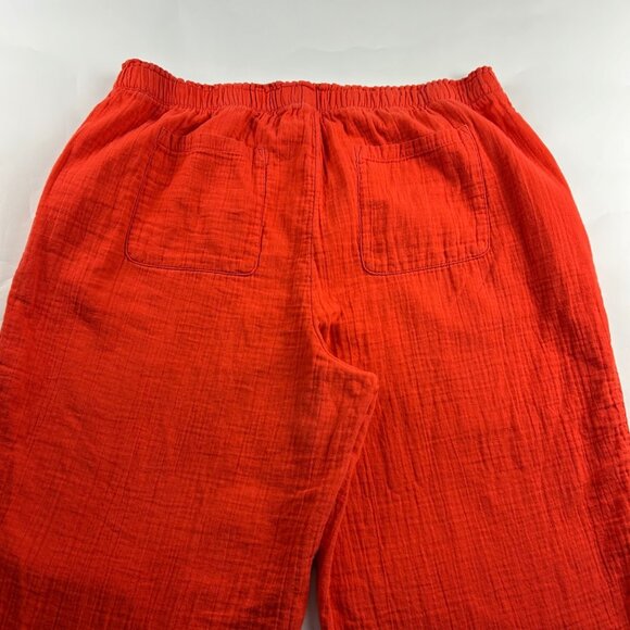 Old Navy Warm Sunset Orange Crinkle Cotton High Rise Wide Leg Pant XXL - Picture 7 of 7